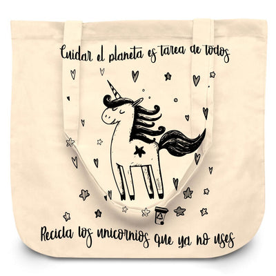 Bolsas - Bolsa Grande Algodón Unicornio