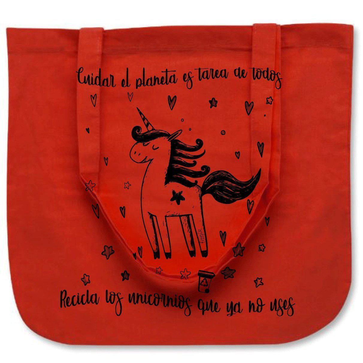 Bolsas - Bolsa Grande Algodón Unicornio