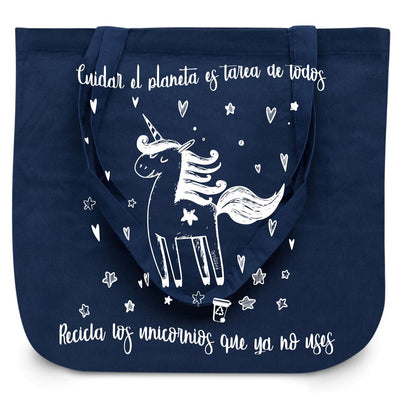 Bolsas - Bolsa Grande Algodón Unicornio