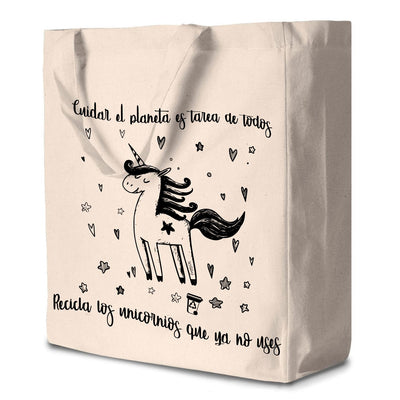 Bolsas - Bolsa Grande Algodón Unicornio