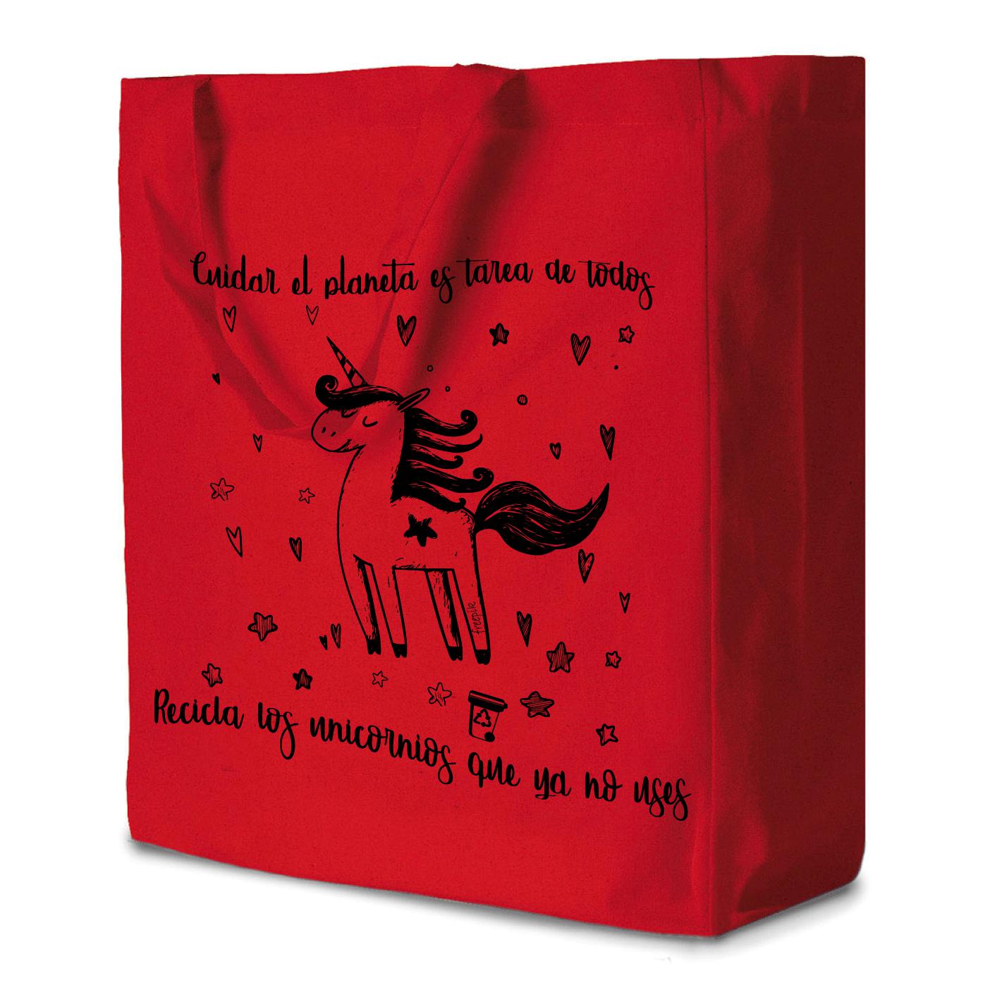 Bolsas - Bolsa Grande Algodón Unicornio