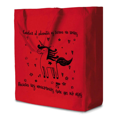 Bolsas - Bolsa Grande Algodón Unicornio
