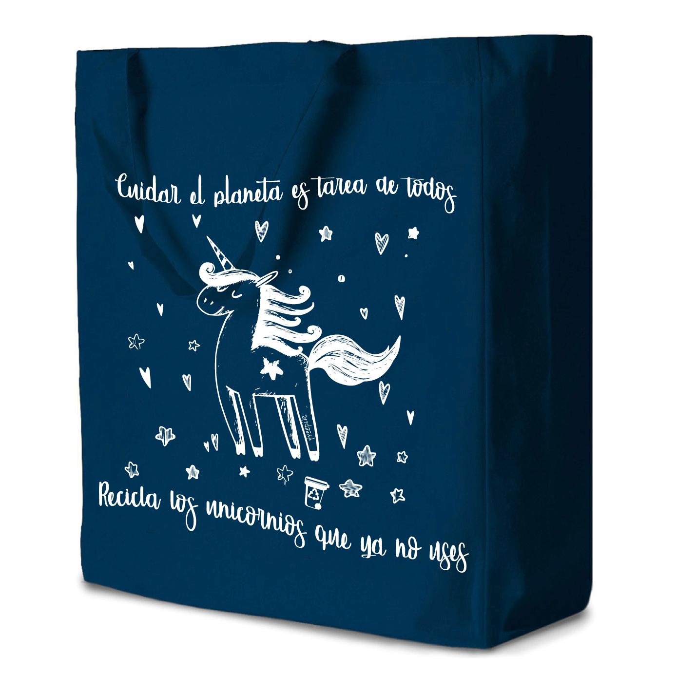 Bolsas - Bolsa Grande Algodón Unicornio