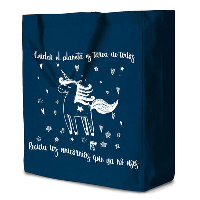 Bolsas - Bolsa Grande Algodón Unicornio