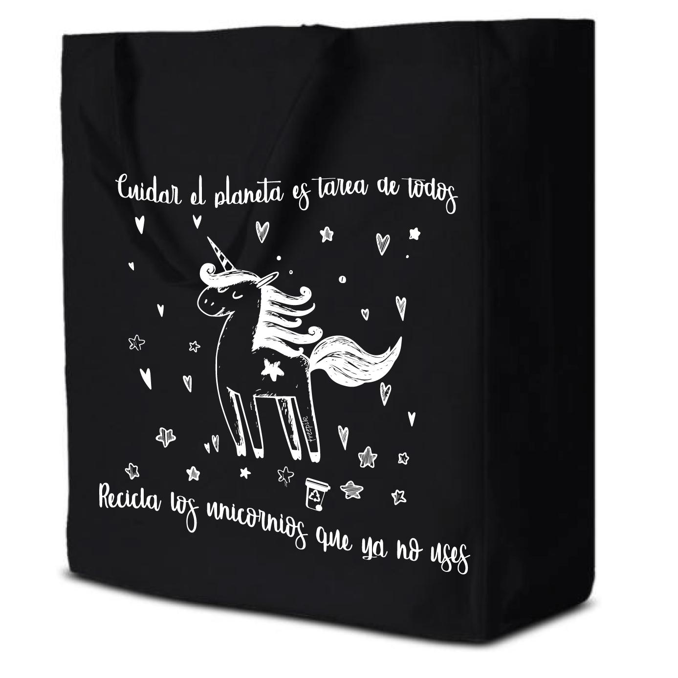 Bolsas - Bolsa Grande Algodón Unicornio