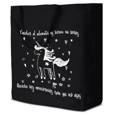 Bolsas - Bolsa Grande Algodón Unicornio