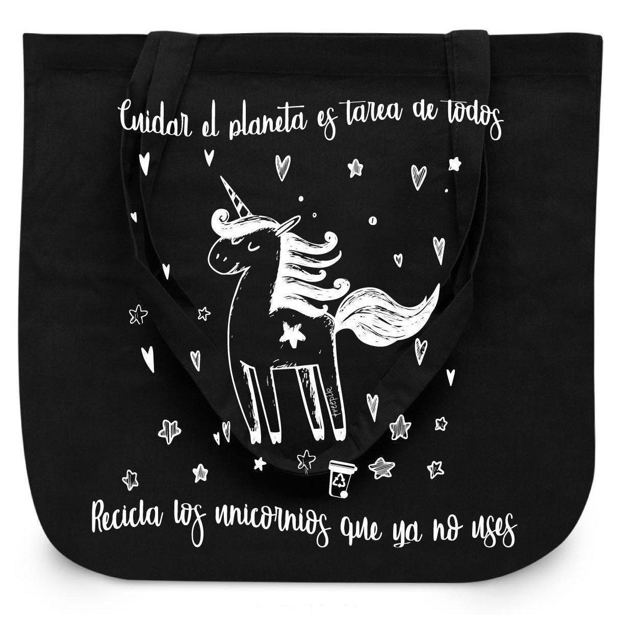 Bolsas - Bolsa Grande Algodón Unicornio
